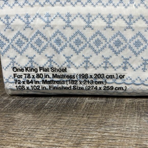 Vintage JP Stevens Utica Percale King Flat Sheet LITCHFIELD SAMPLER Cross Stitch - Picture 5 of 8